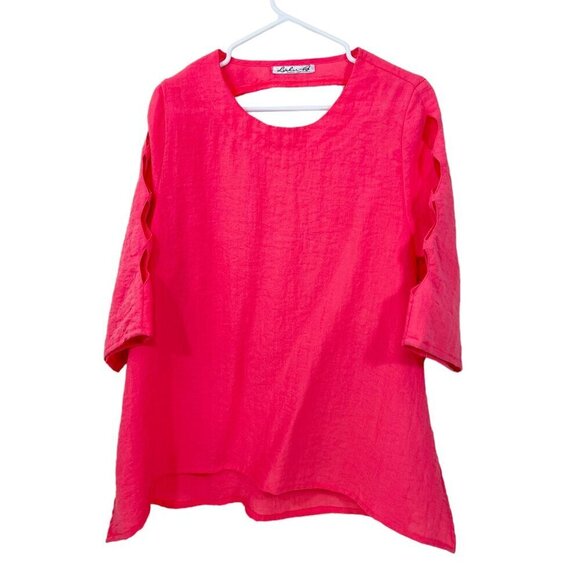 Lulu B Size M‎ Blouse Pink Blouse Cutout Sleeves Rayon Lagenlook - Picture 1 of 5